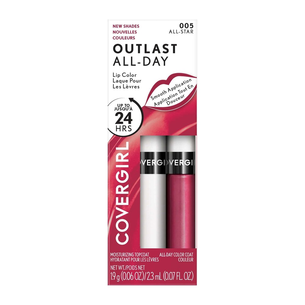Covergirl‎ Outlast All Day Lip Color Duo 005 All Star Red Longwear + Topcoat